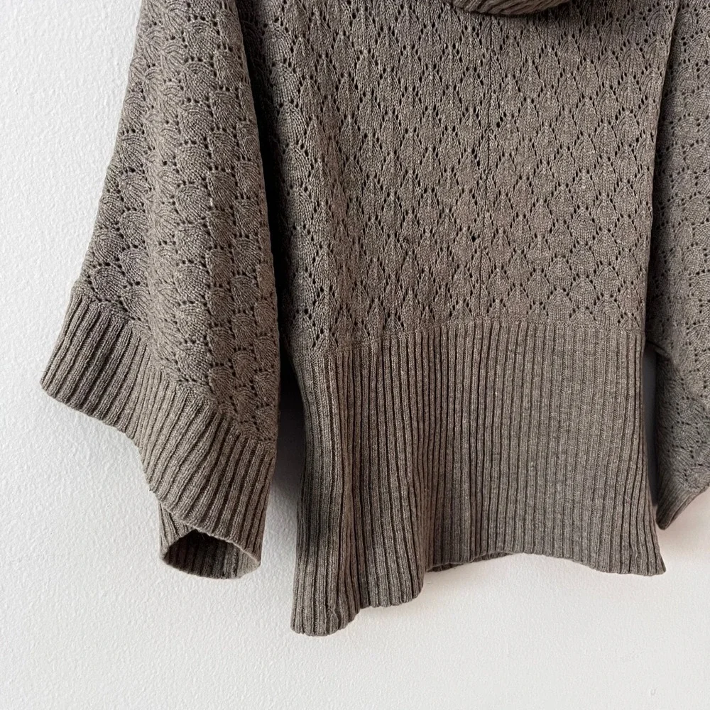 Marina Luna Wool Rabbit‎ Hair Blend Cowl Neck Sweater Tan Knit size medium